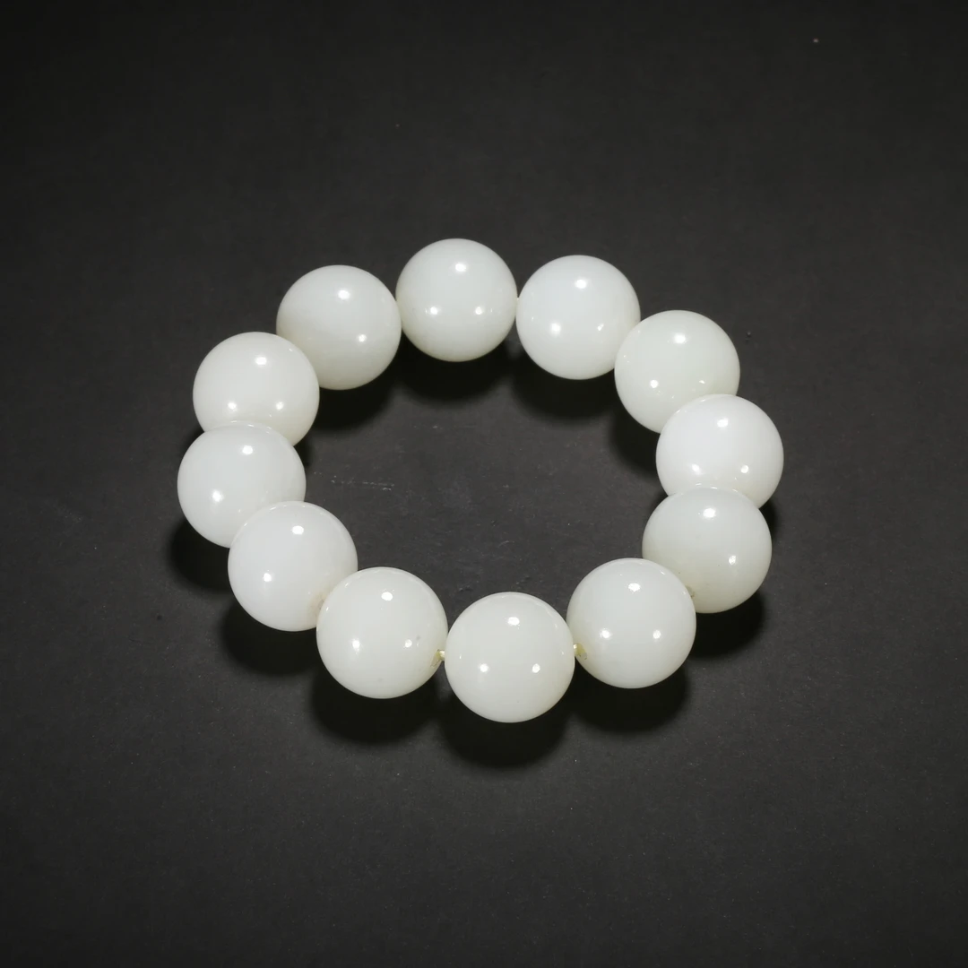 清代*白玉圆珠手串/13JTY4032/和田玉【北京文博】