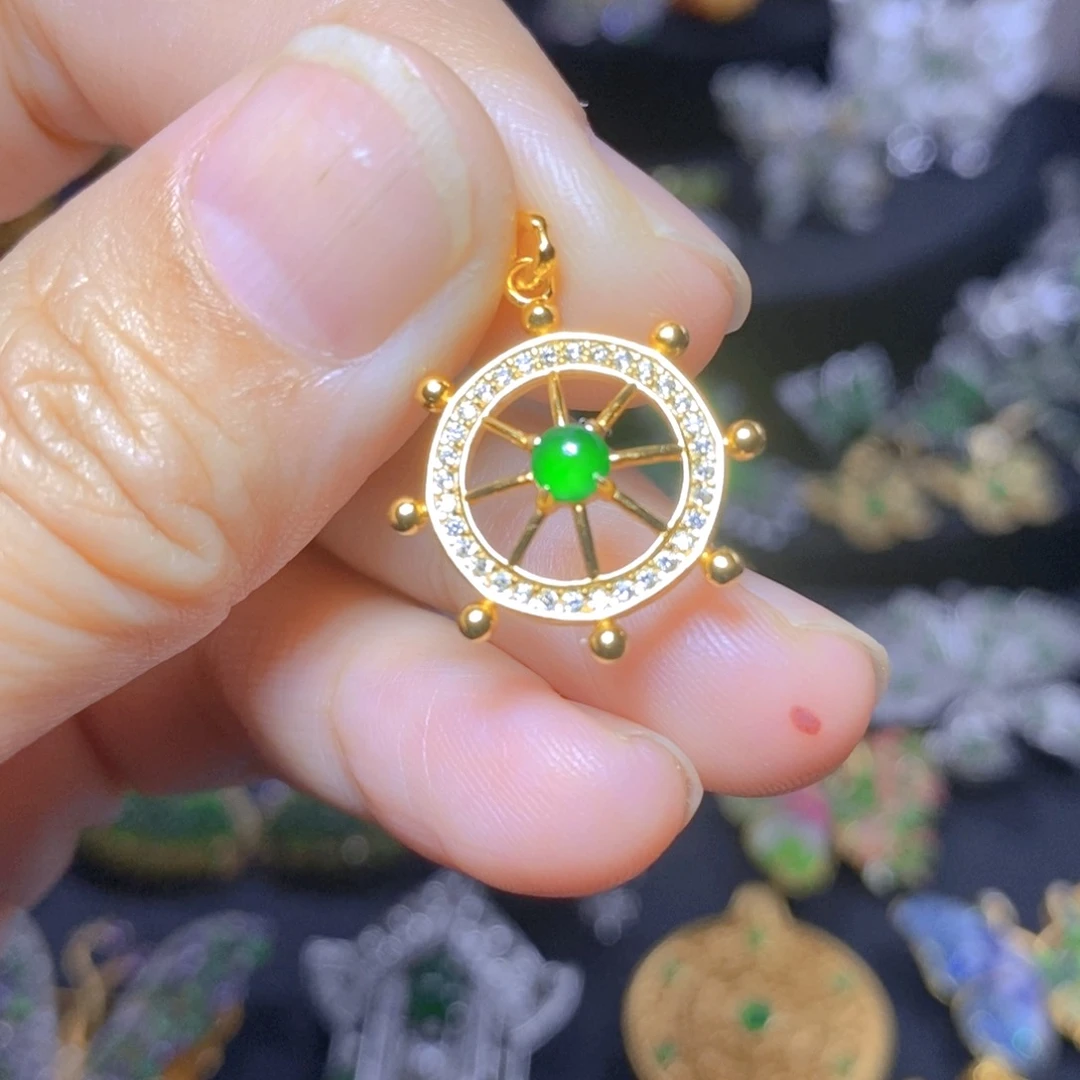 翡翠银S925镶嵌毛衣链天然翡翠