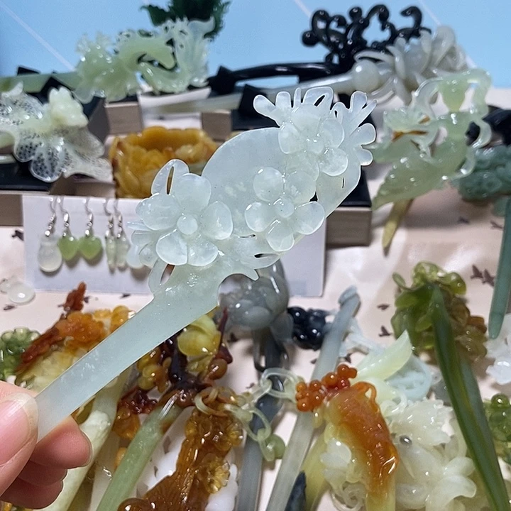 岫玉未镶嵌发簪发簪