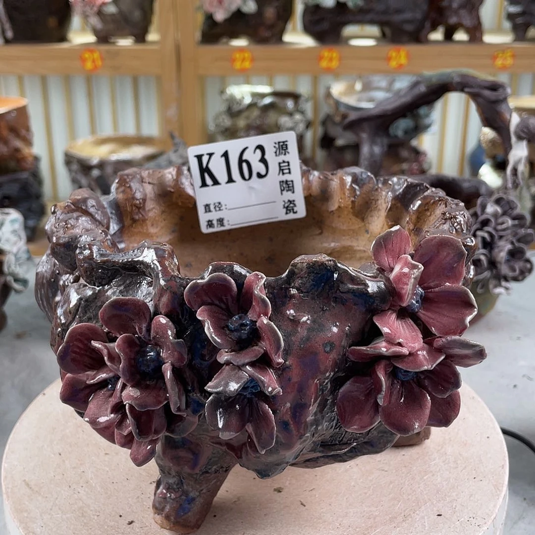 紫砂花盆景德镇陶瓷163