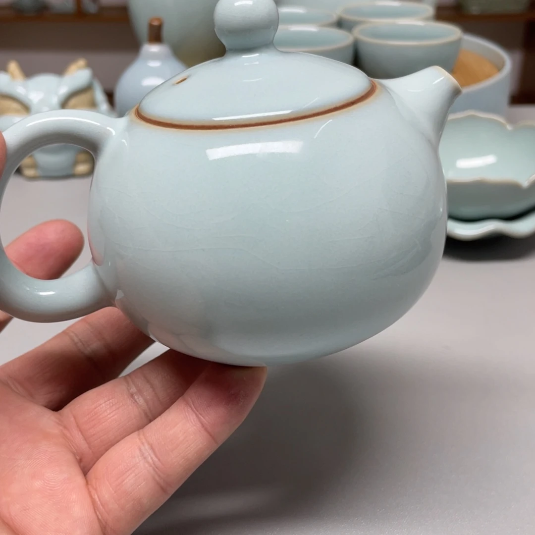 安***丝瓷天青色瑕张君老师西施壶