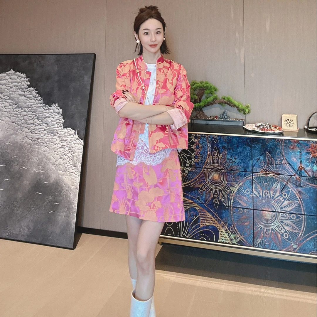 KK颜小新【金韵花开】新中式国风时尚百搭气质宽松显瘦秋季套装