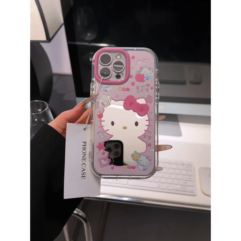 镂空满屏猫咪适用苹果17pro手机壳16promax镜面华为p60奶油小米15