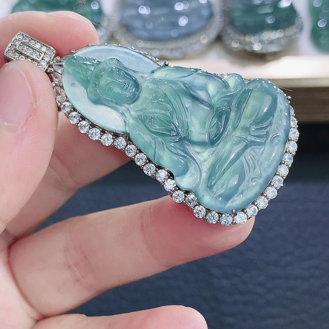 银S925镶嵌挂件翡翠翡翠