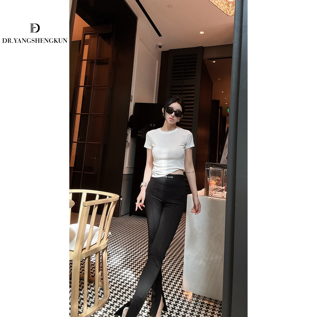 杨圣坤2025秋冬时尚字母腰头侧开叉休闲裤【女神裤2.0】DR2401-1605