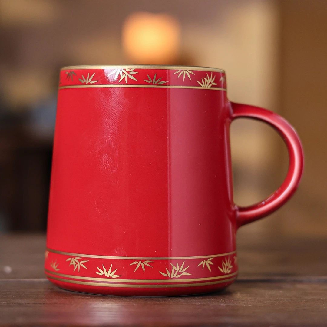 【陶珊居】玫瑰红-华隐堂-金竹马克杯（华隐S0836）