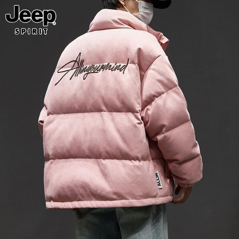 Jeep吉普羽绒服秋冬新款字母刺绣棉服面包服男女情侣装休闲外套男