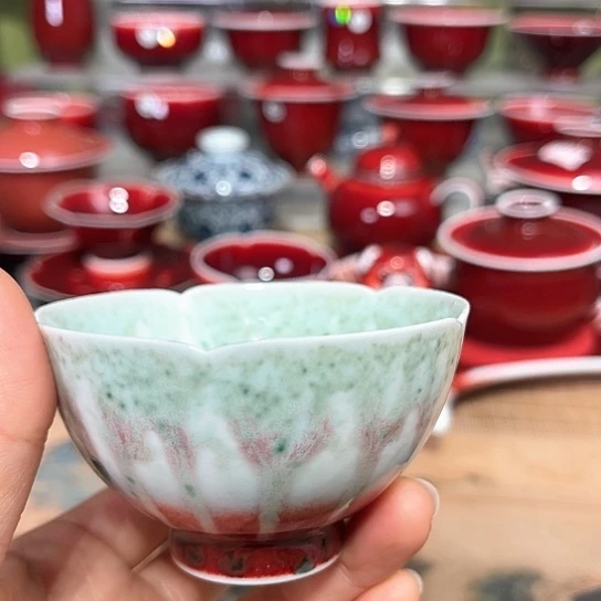 景德镇陶瓷红马坊杯