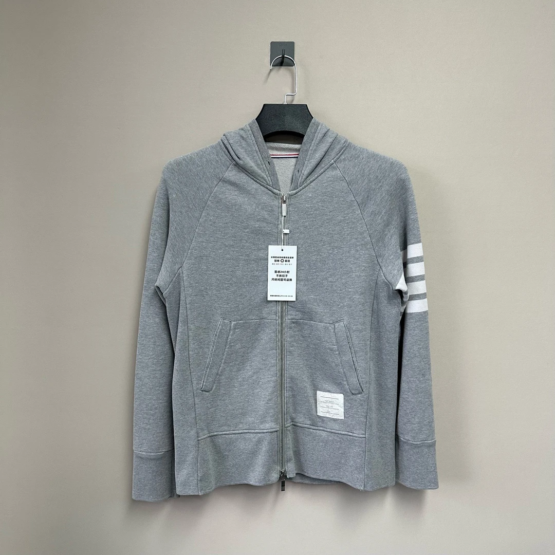 95新 THOMBROWNE 灰色拉链帽衫/3码/无领标/公价8750