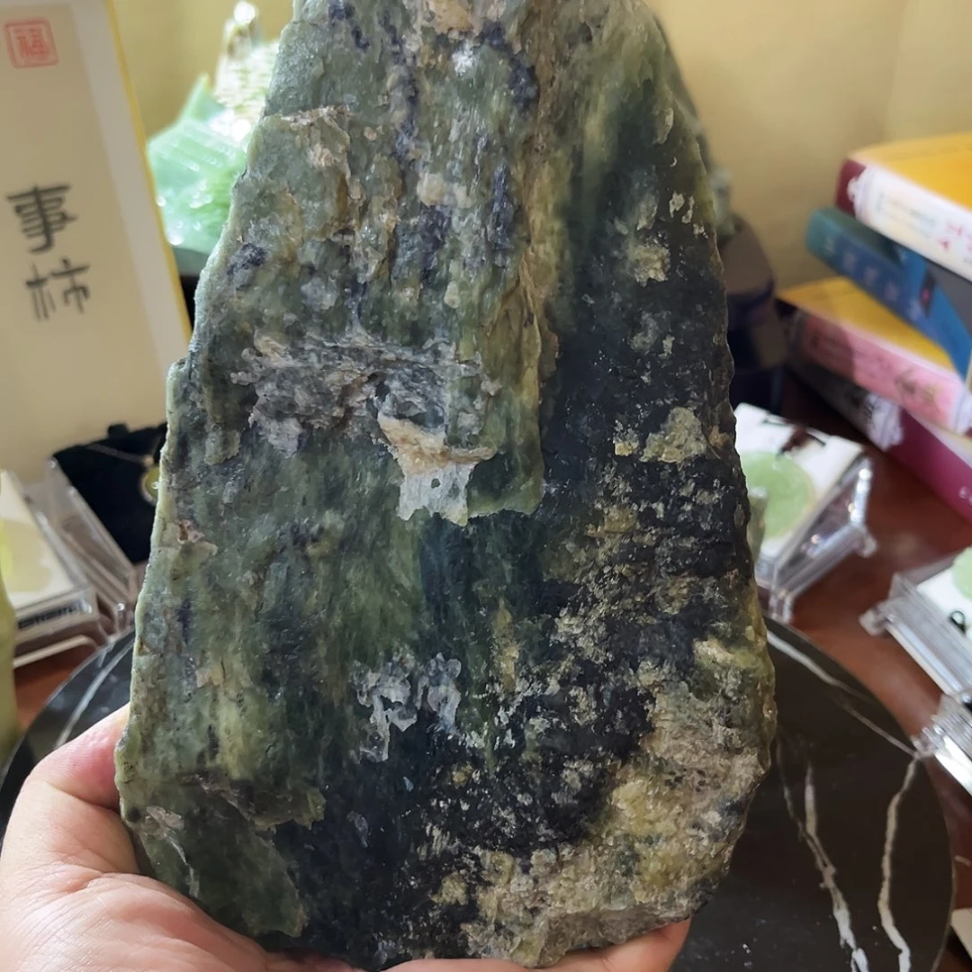 合金蛇纹石玉珠宝半成品纯天然玉石摆件