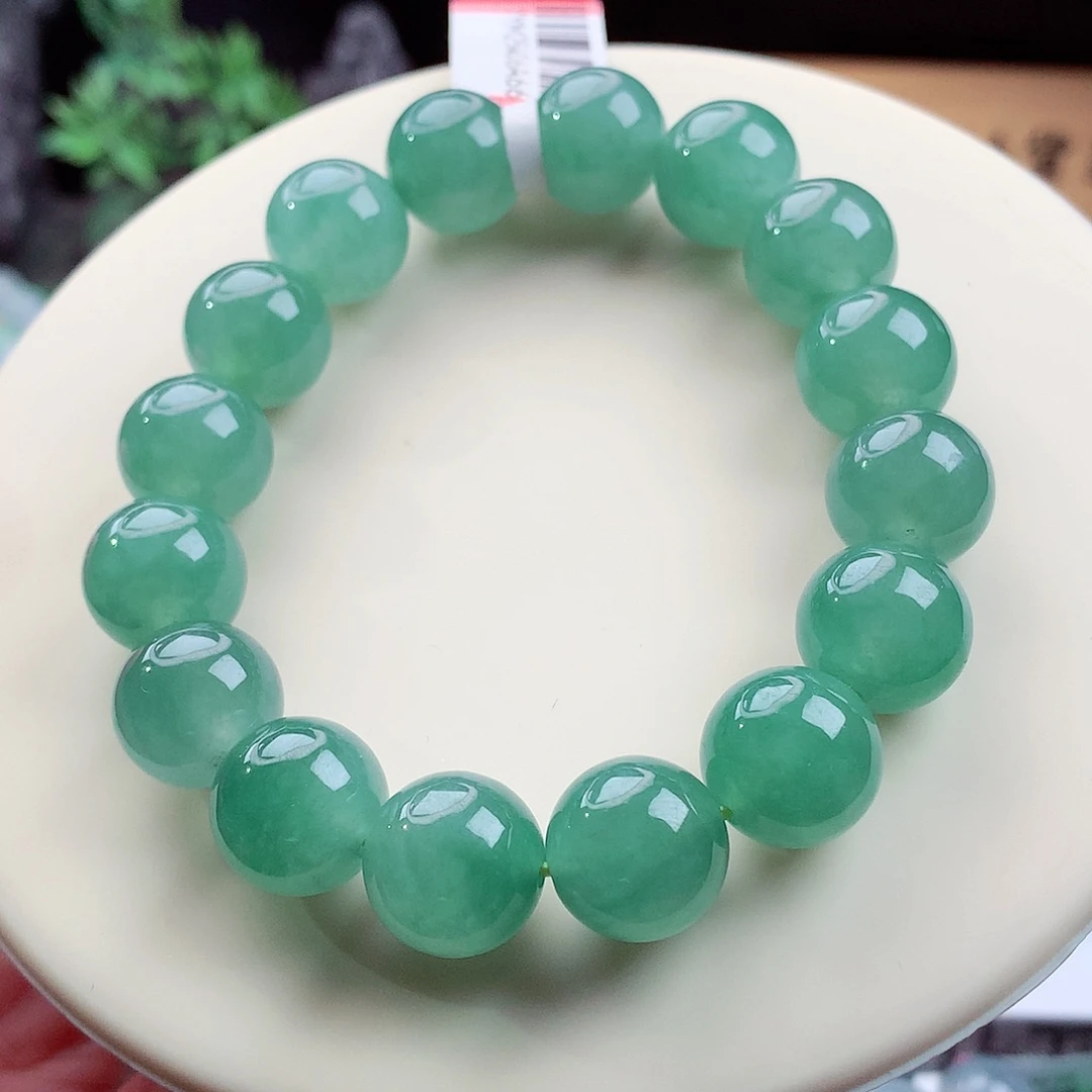未镶嵌手链翡翠冰种冰胶蓝绿满色均匀 卡13mm
