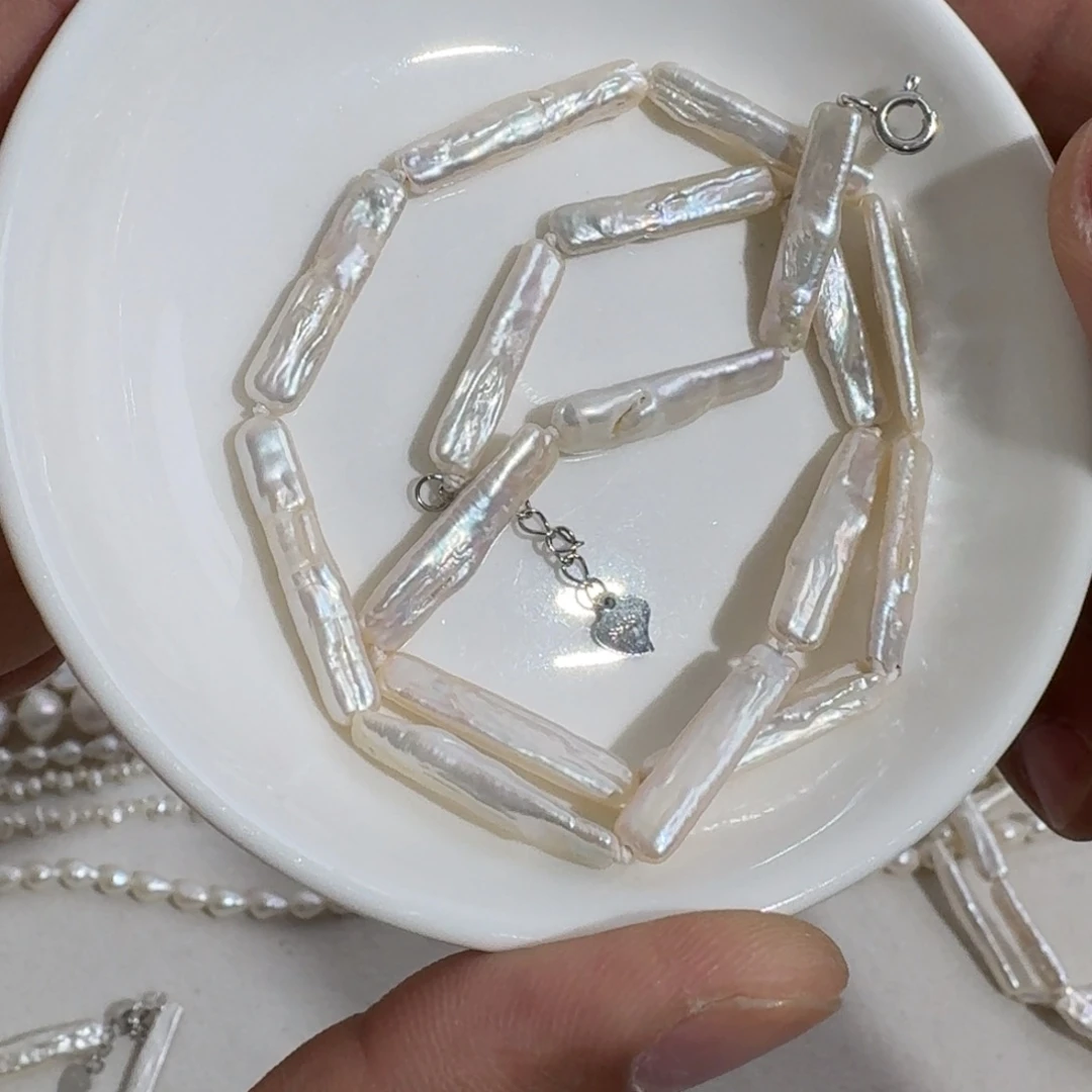 七****淡水珍珠颈饰银S925镶嵌银条