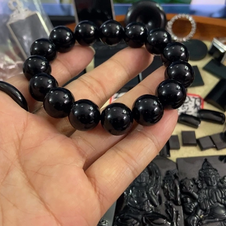 翡翠手链未镶嵌墨翠黑14