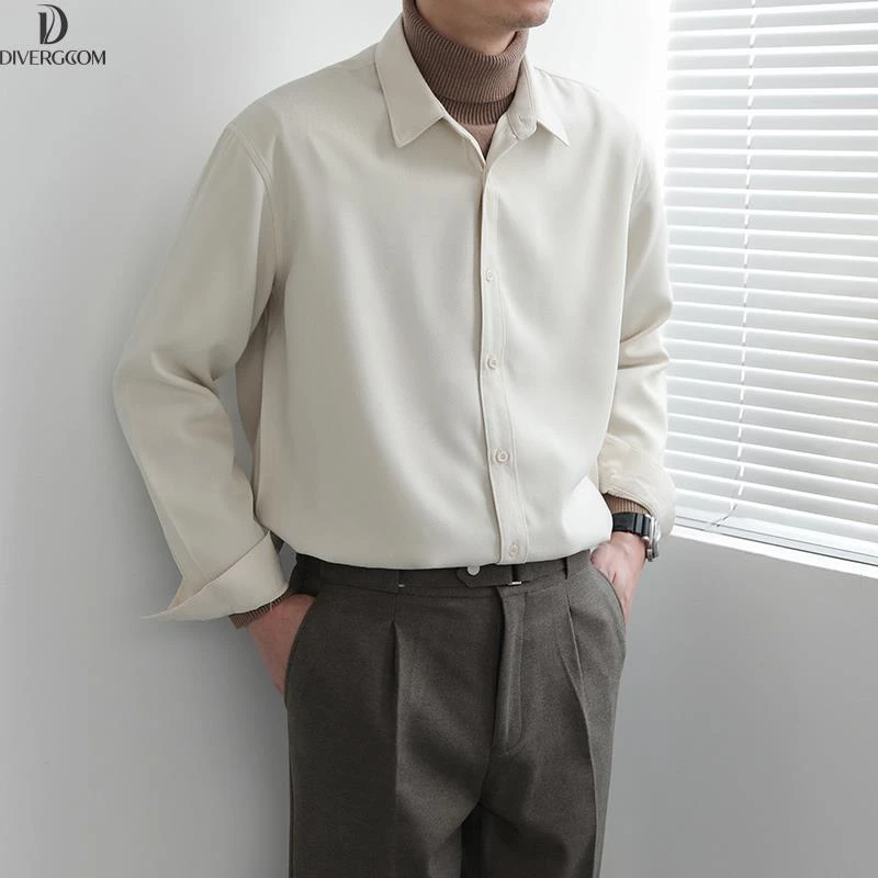 DIIIVERGOM新款春秋季韩版宽松纯色长袖衬衫男内搭上衣潮流INS高