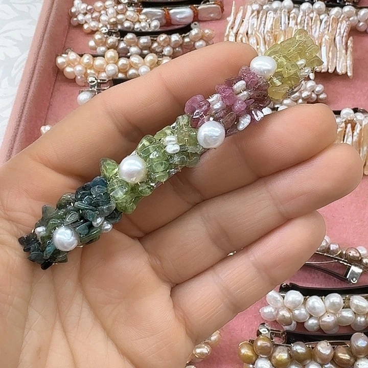 淡水珍珠发饰银S925镶嵌星*