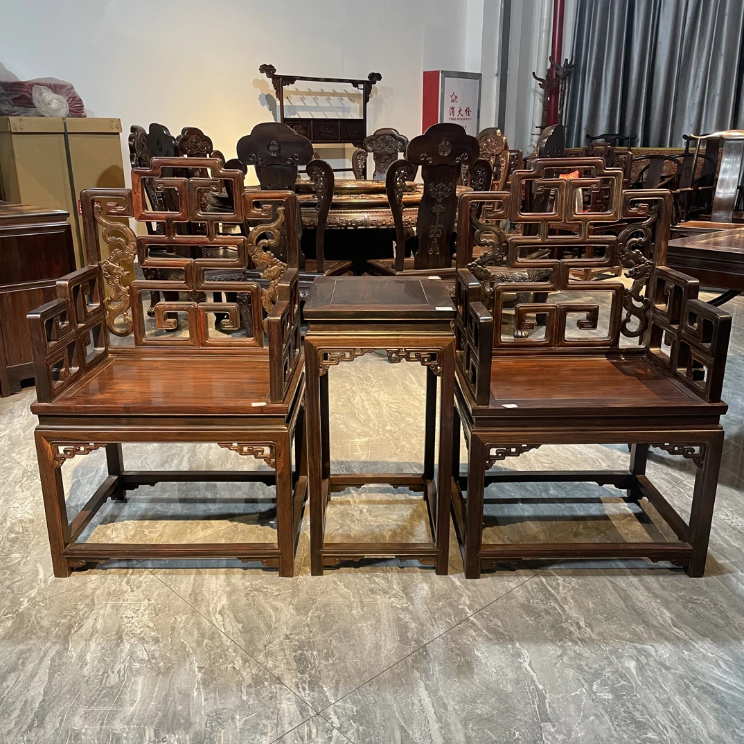 大红酸枝福寿椅三件套