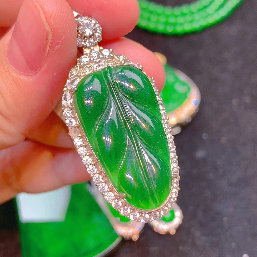 吊坠(不含链)银S925镶嵌翡翠翡翠