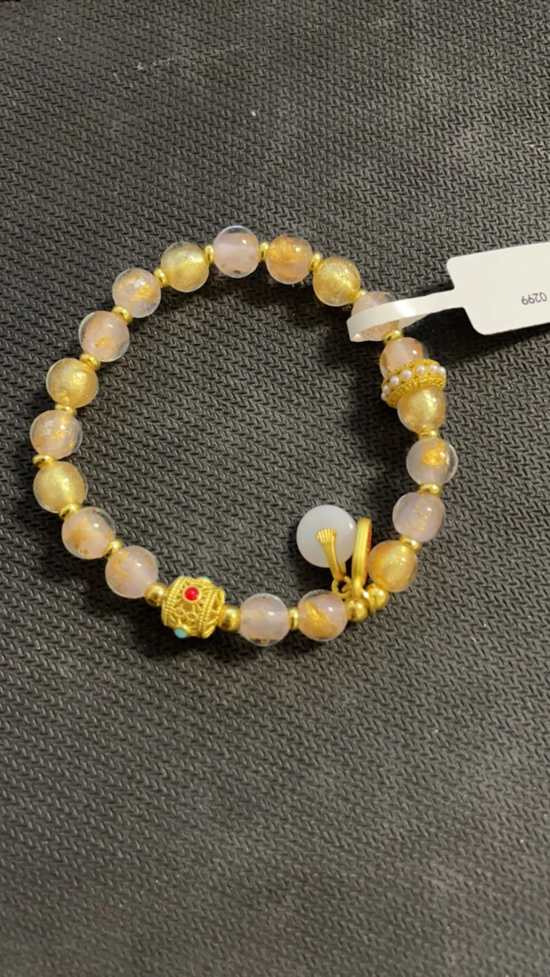 非金属玻璃手链 香灰金箔琉璃（无礼盒）023