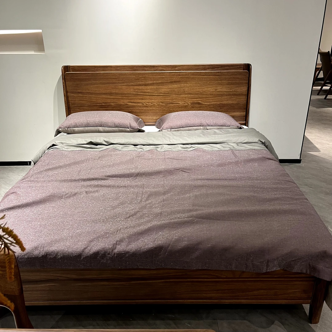 LF818#乌金木1.8米主卧新中式双人床1.5米现代简约储物高箱大床