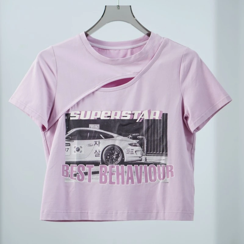 【三C・伊】Y195   女装夏季小心机短袖T恤衫紫色Y22210412Z21