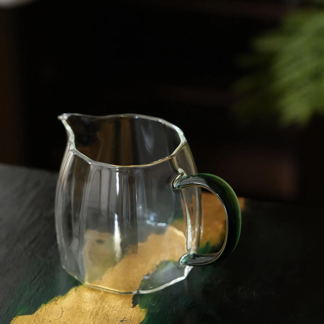水晶玻璃青絮侧把公道杯