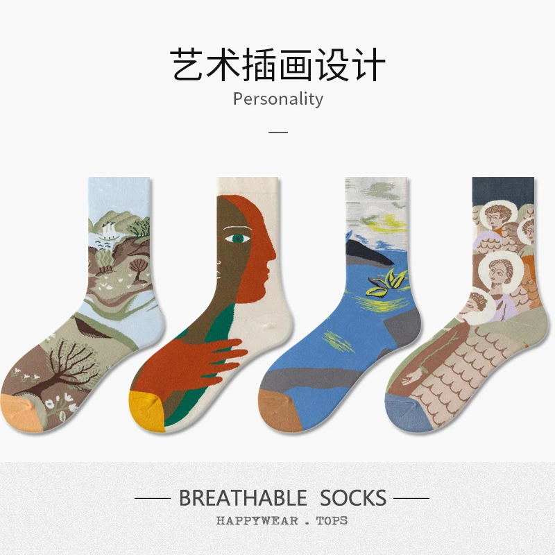 潮牌秋冬棉袜子女情侣袜ins潮街头时尚中筒袜个性长袜男外穿女袜