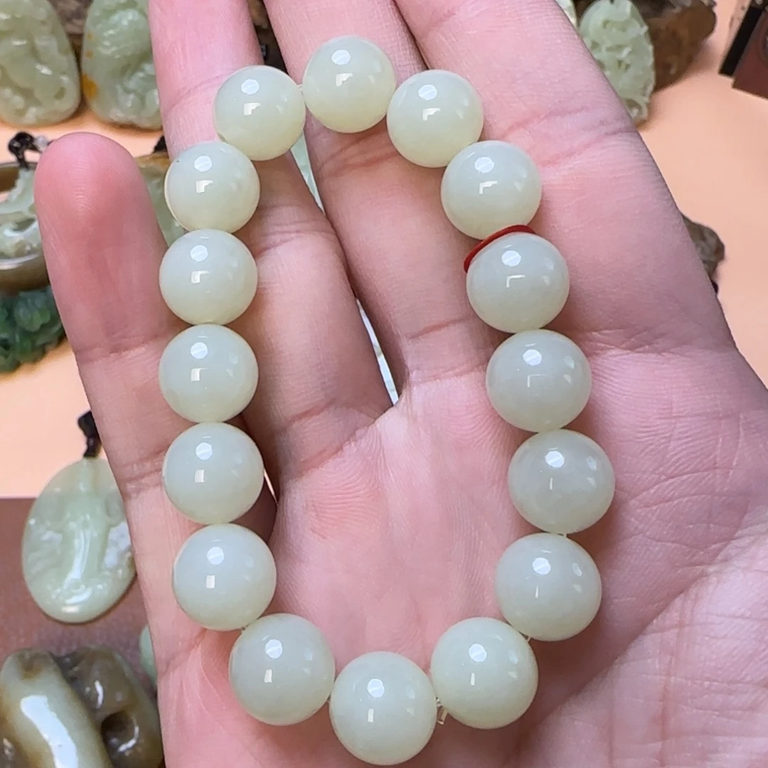 岫岩老玉（透闪石质玉）未镶嵌颈饰卡12mm全品