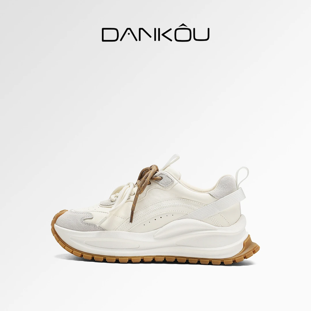 DANKOU丹蔻双色鞋带软绵脚感时尚厚底女休闲鞋