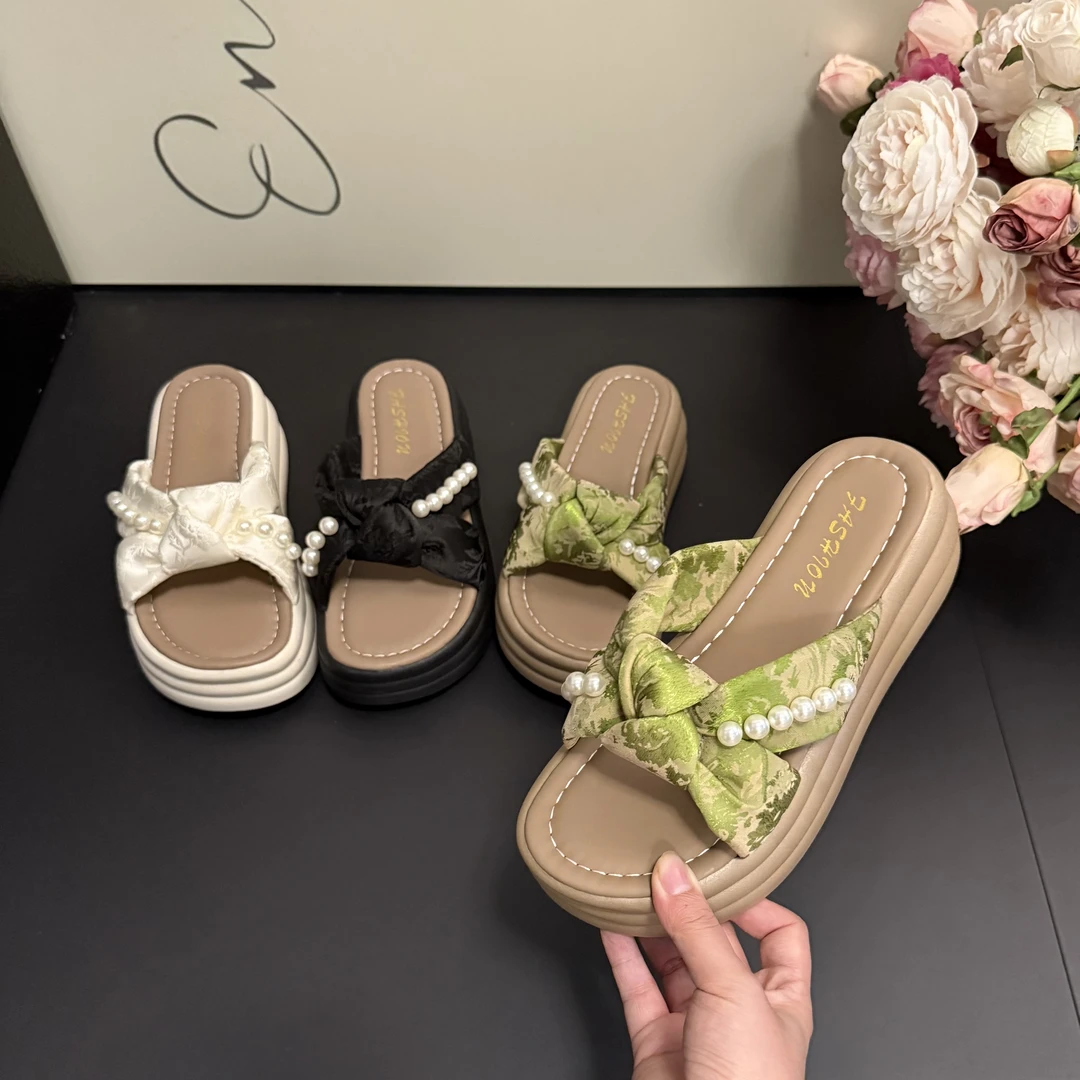 高级6公分厚底凉鞋女款2025新款夏季时尚罗马沙滩两穿凉拖鞋