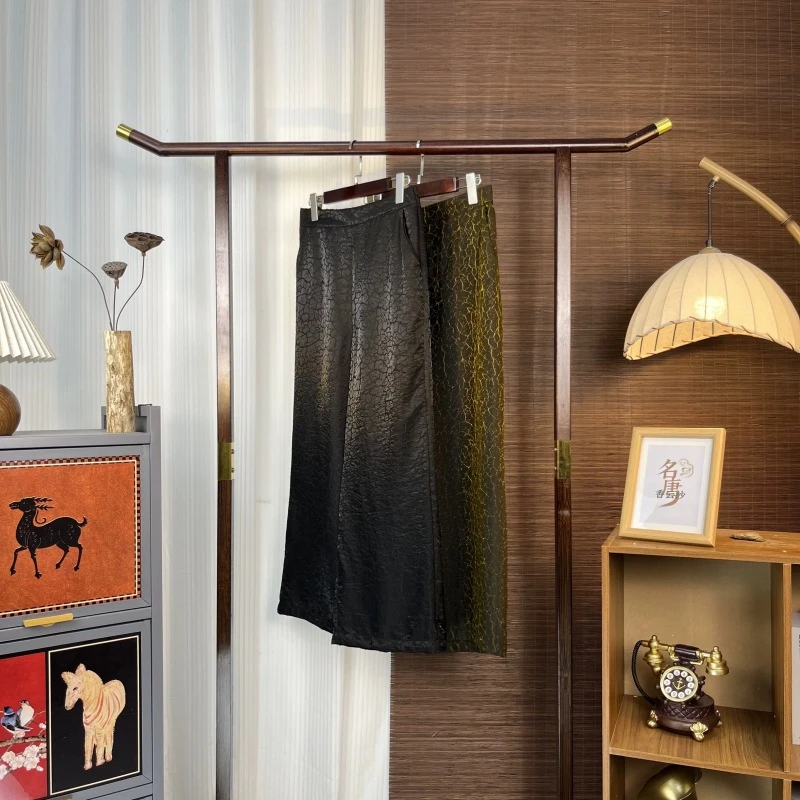 1714新中式中国风国潮【波光-浮光锦直筒裤】浮光锦织金工艺松紧腰