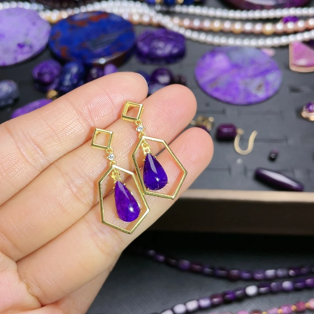 苏纪石（舒俱来）耳钉银S925镶嵌