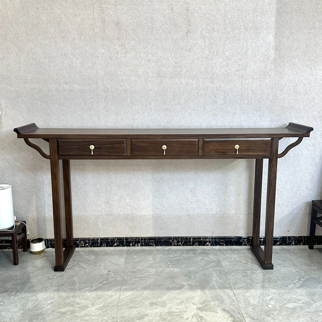 新中式乌金木中堂农村堂屋供桌条案实木别墅家具