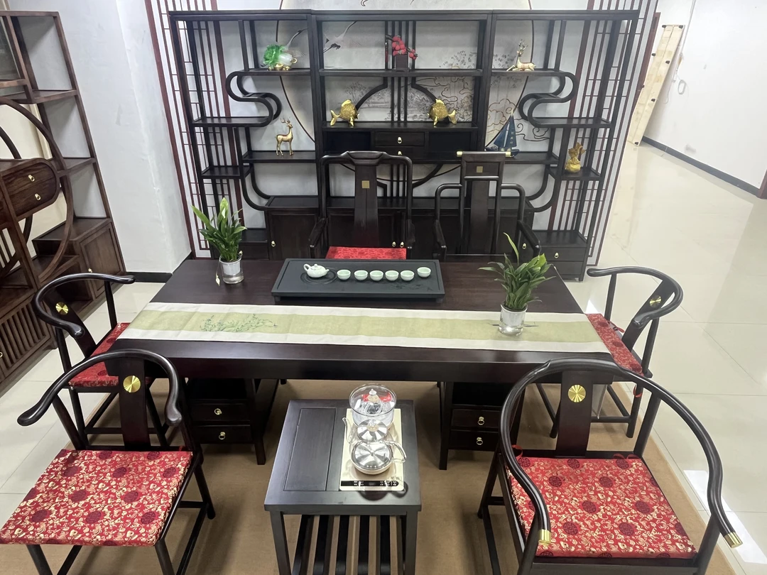 实木大板茶桌椅组合客厅家用办公茶几茶台单桌一整套十公分厚大板