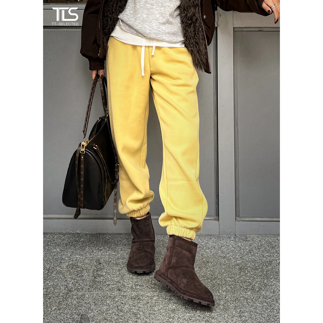 TT【暖冬】新疆长绒棉加绒加厚慵懒柔软松紧腰收腿橡筋卫裤CK5130