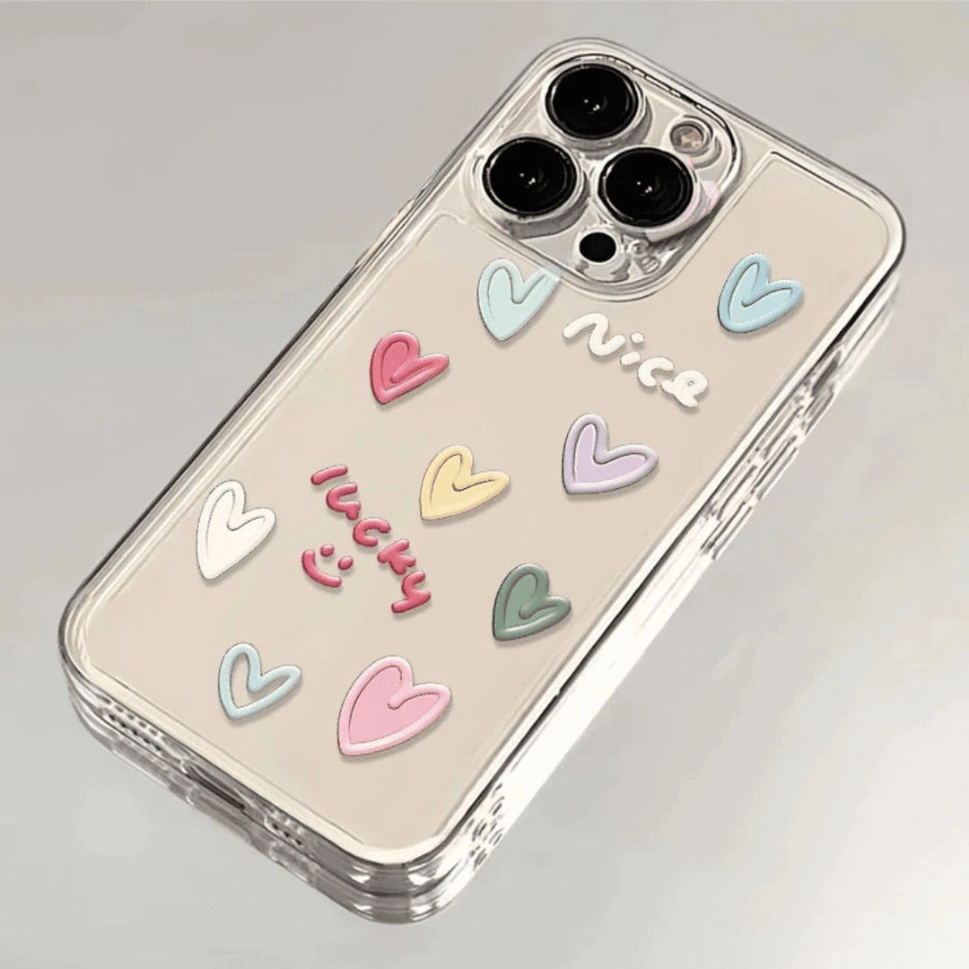涂鸦爱心适用苹果16Plus壳iPhone15PROMAX新款14/13/12透明女