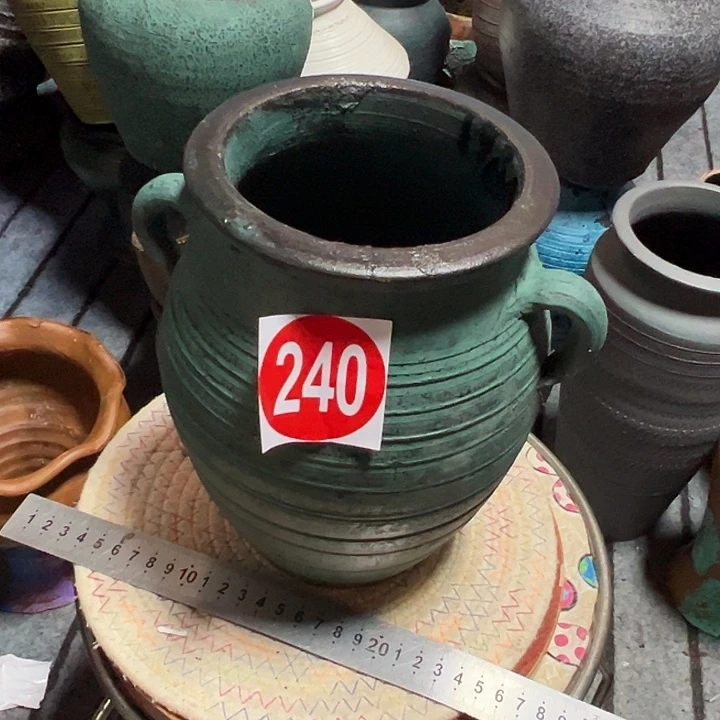 绿色双耳高21口14带孔