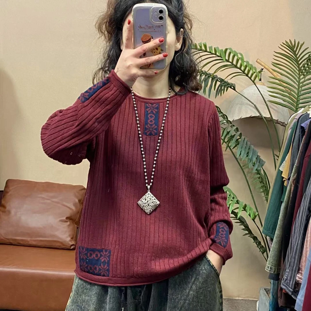 2651（薄款）初白针织长袖套头衫时尚百搭女装