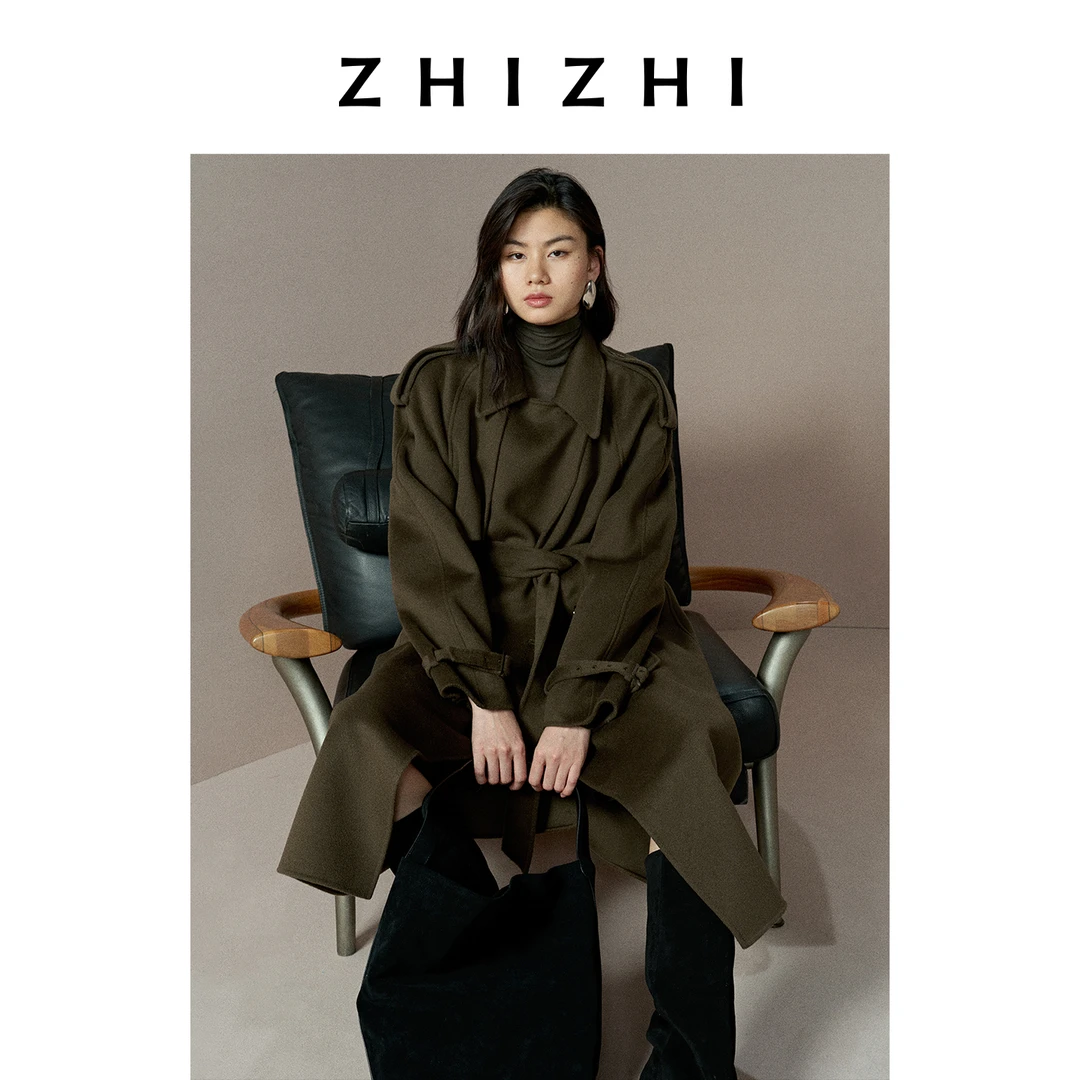 致知 苏慕遮 全羊毛风衣式毛呢大衣经典宽松25年冬季ZZ2EWWWQ001