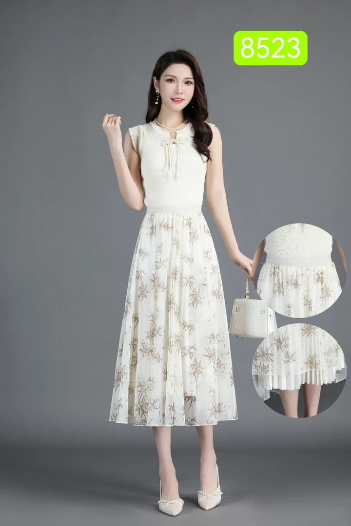 2501薄款印花夏季女裙气质中长裙半身裙碎花显瘦中长款