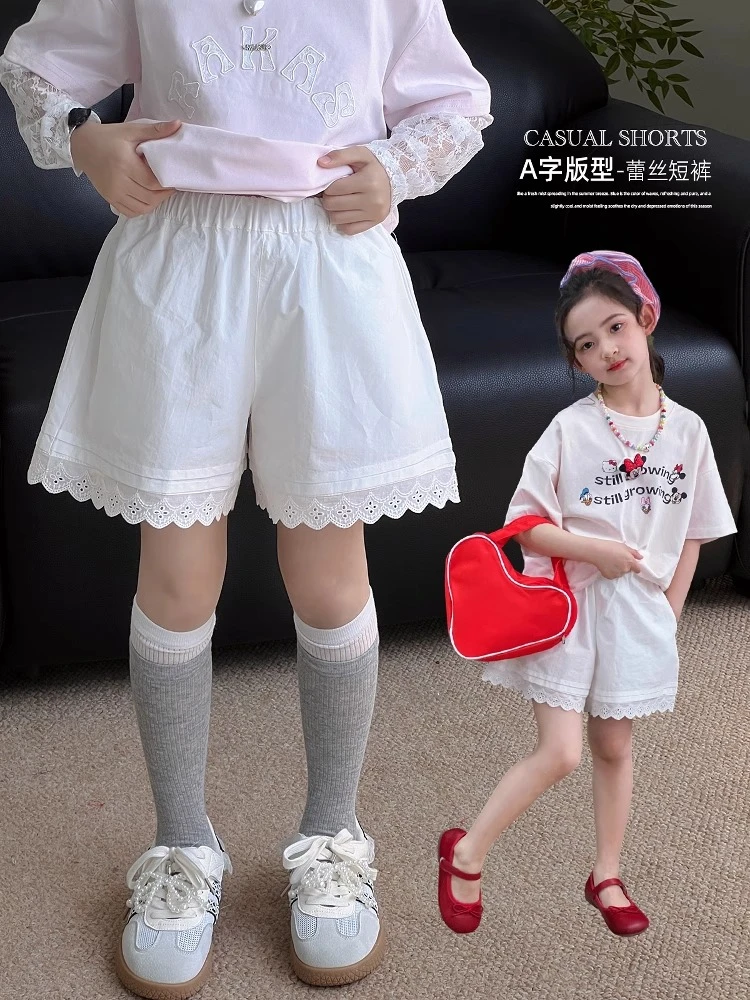 女童短裤2025夏季新款儿童洋气蕾丝花边裤女休闲裤百搭25031410