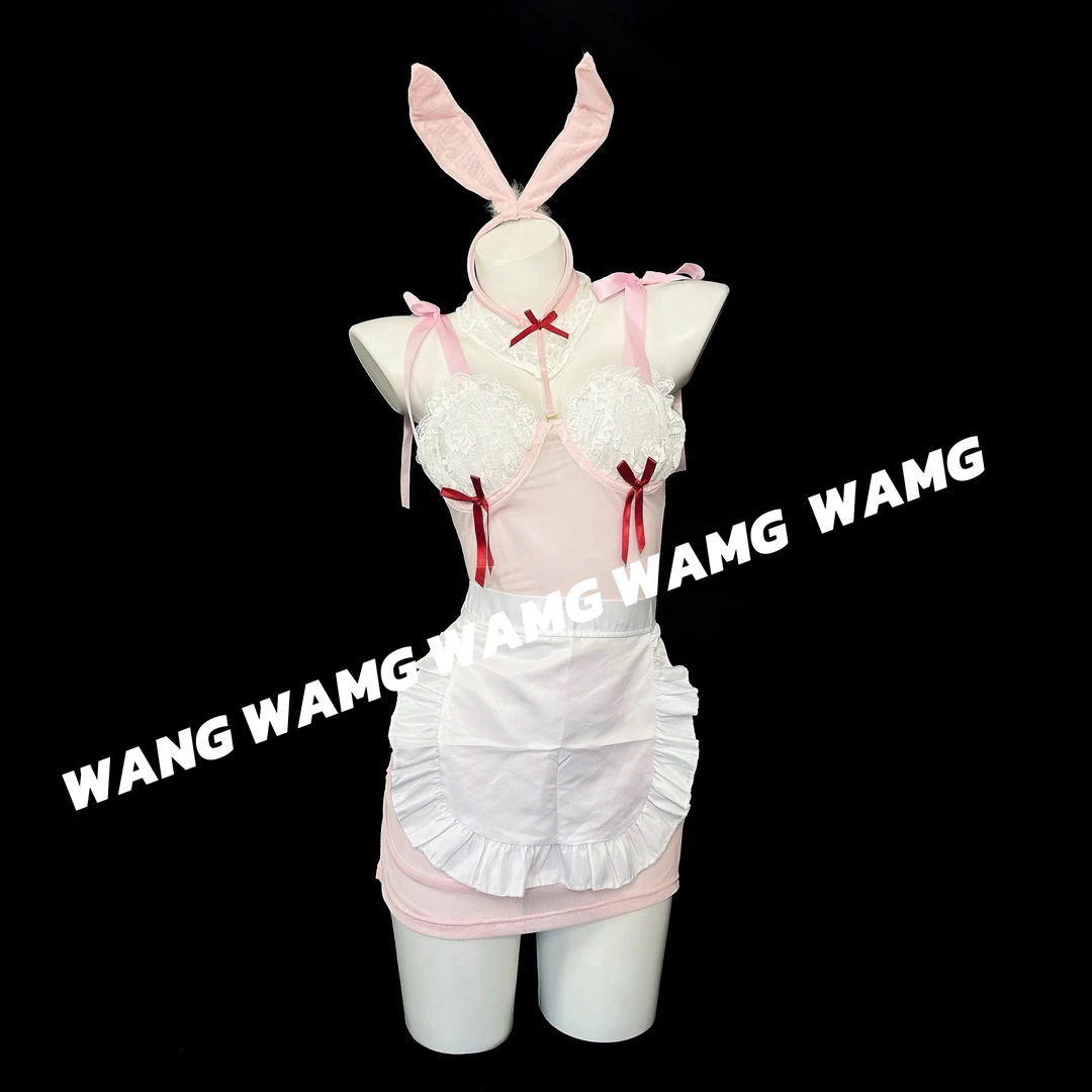 [WANG]纯欲蕾丝可爱奶系性感兔女郎钢圈聚拢睡裙