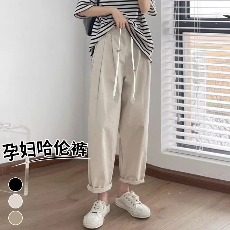 无托腹孕妇裤子春夏款外穿老爹裤休闲直筒长裤夏季薄款阔腿裤夏装