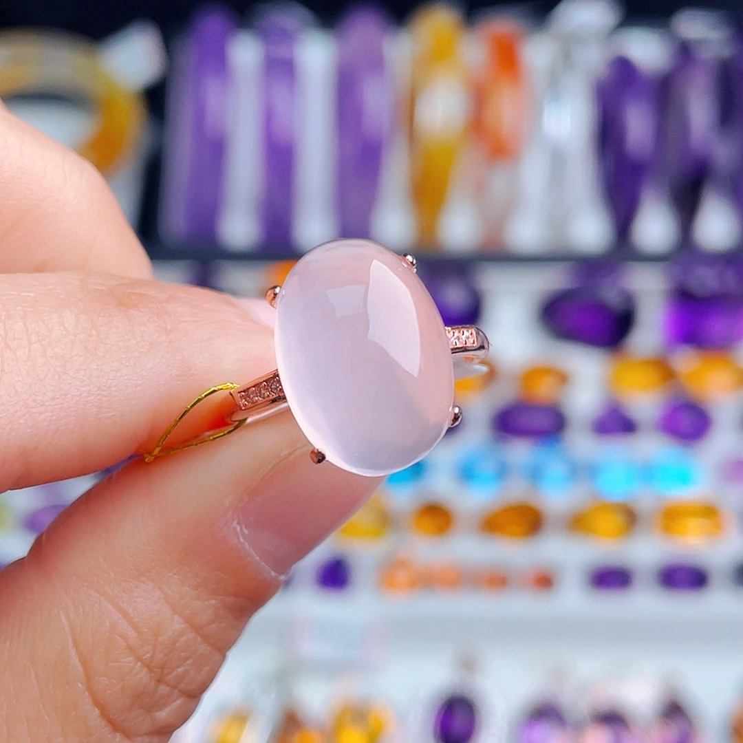 银S925镶嵌戒指芙蓉石天然保真