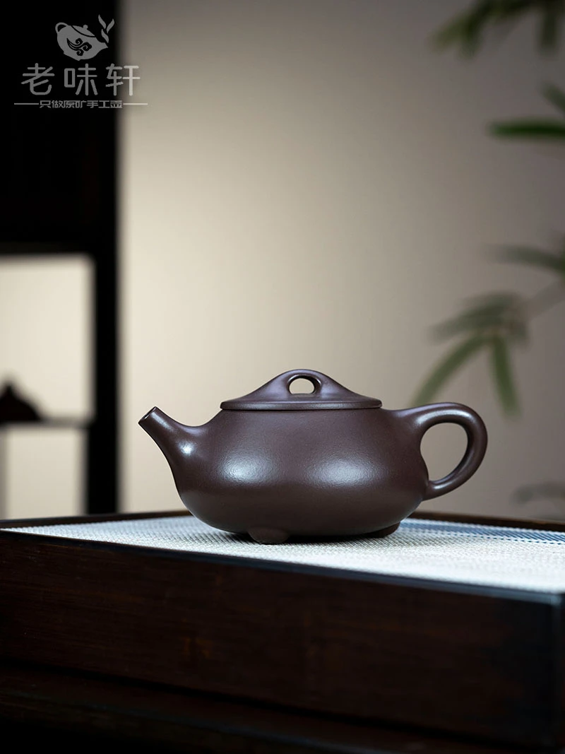 陈玉兰老紫泥景州石瓢300cc宜兴黄龙山原矿全手工紫砂壶