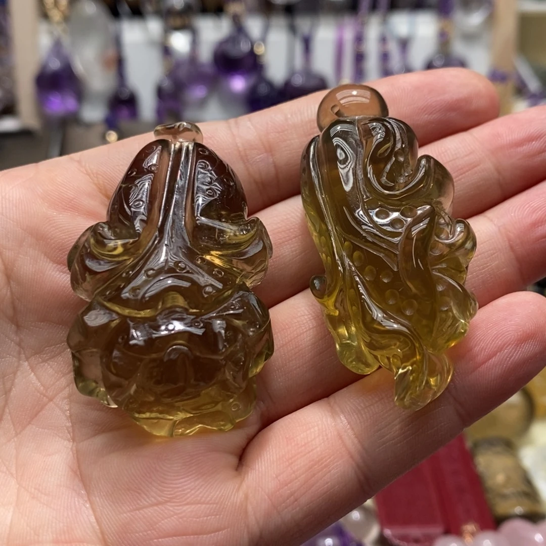 黄晶吊坠(赠链)未镶嵌黄水晶白菜吊坠