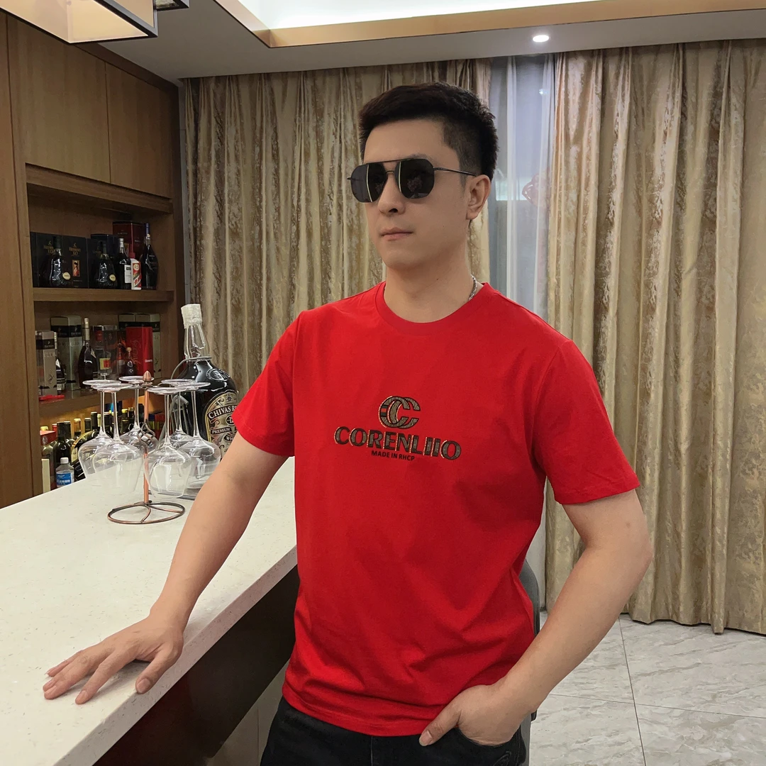 2025夏季男士新款潮流图案字母印花上衣时尚短袖T恤高品质6870
