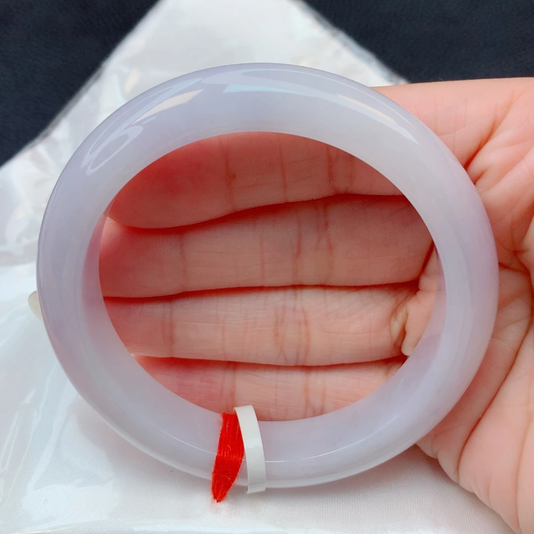 翡翠未镶嵌手镯57圈 白飘紫底细腻水润种老完整度高