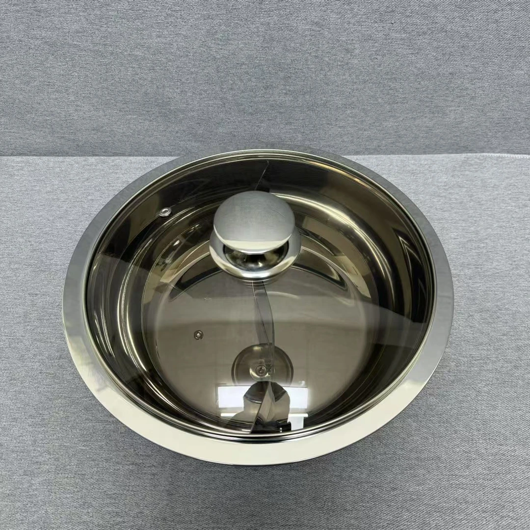 L015 不锈钢宽边鸳鸯盆 26*8CM 带盖重约1.99KG