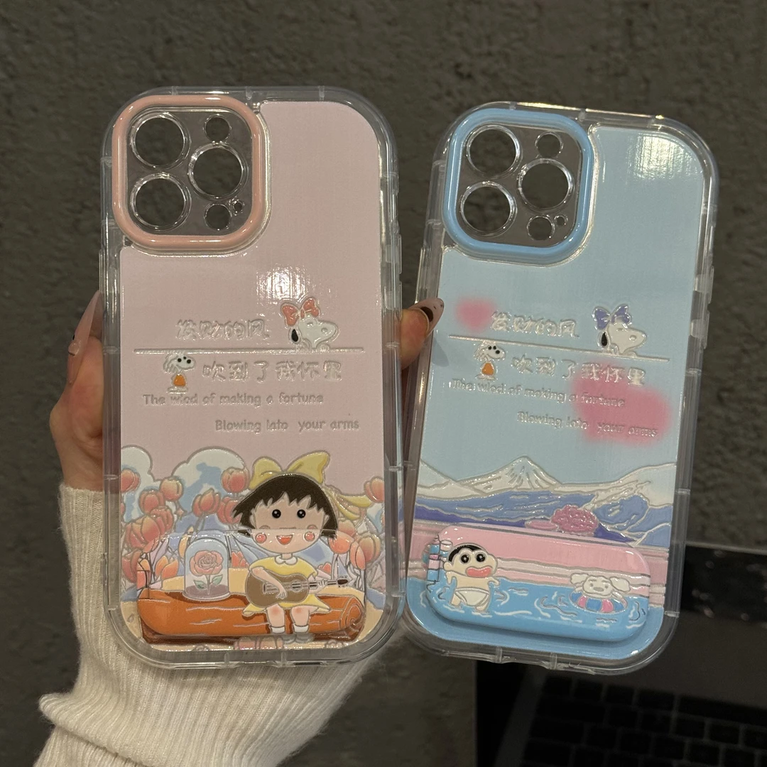 发财的风小丸子适用苹果16pro泡芙手机壳iPhone15羽纱华为p60小众