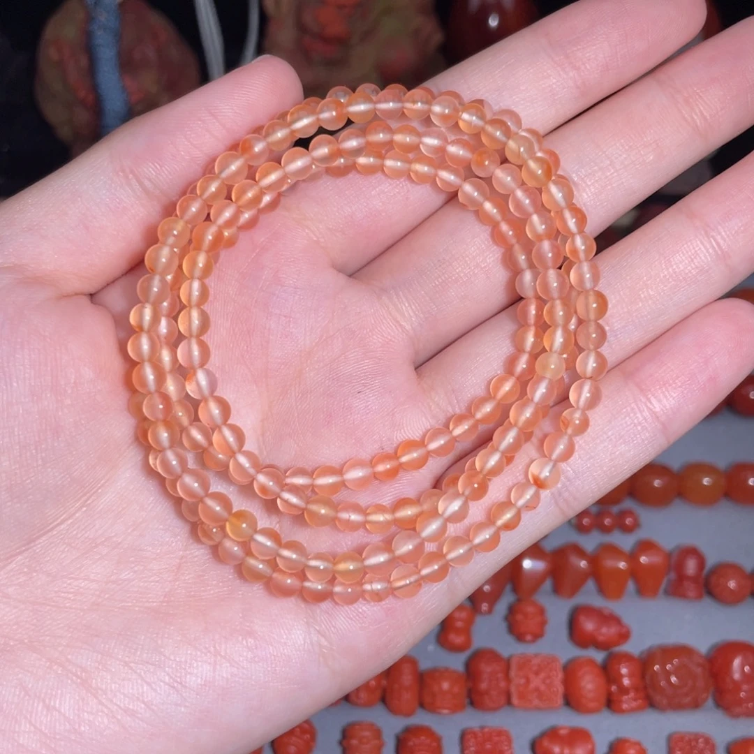 未镶嵌冰飘多圈手串4mm+南红玛瑙